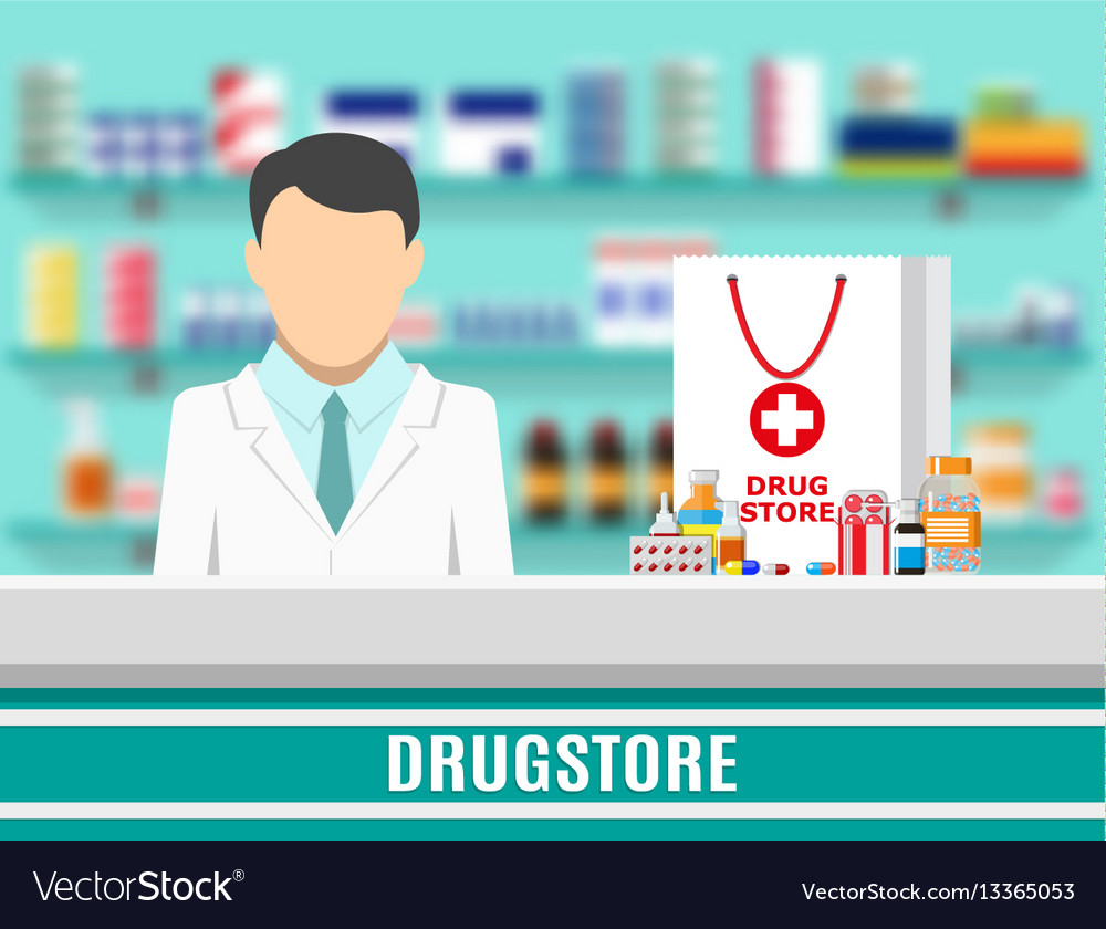 Modern interior pharmacy or drugstore