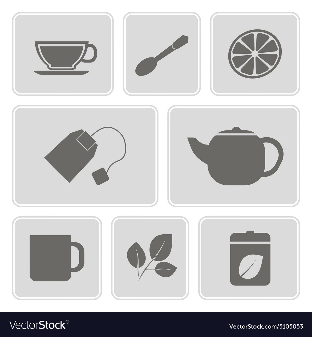 Monochrome icons with accessories for tea