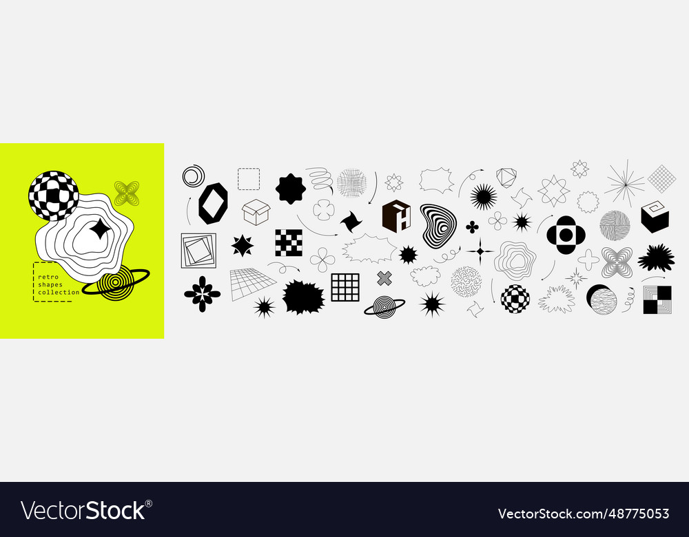 Retrofuturistic geometry design elements vector image Retrofuturistic geometry design elements