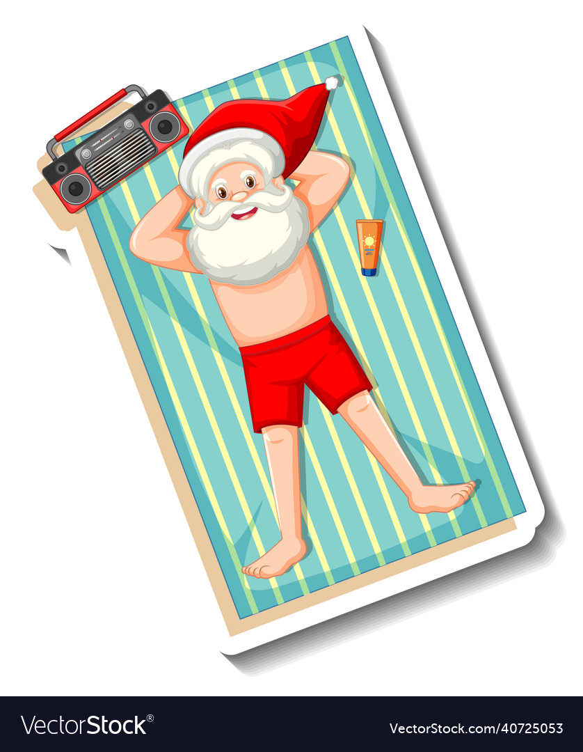 Santa claus in summer costume cartoon character