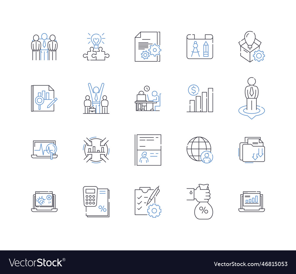 Statistical analysis line icons collection