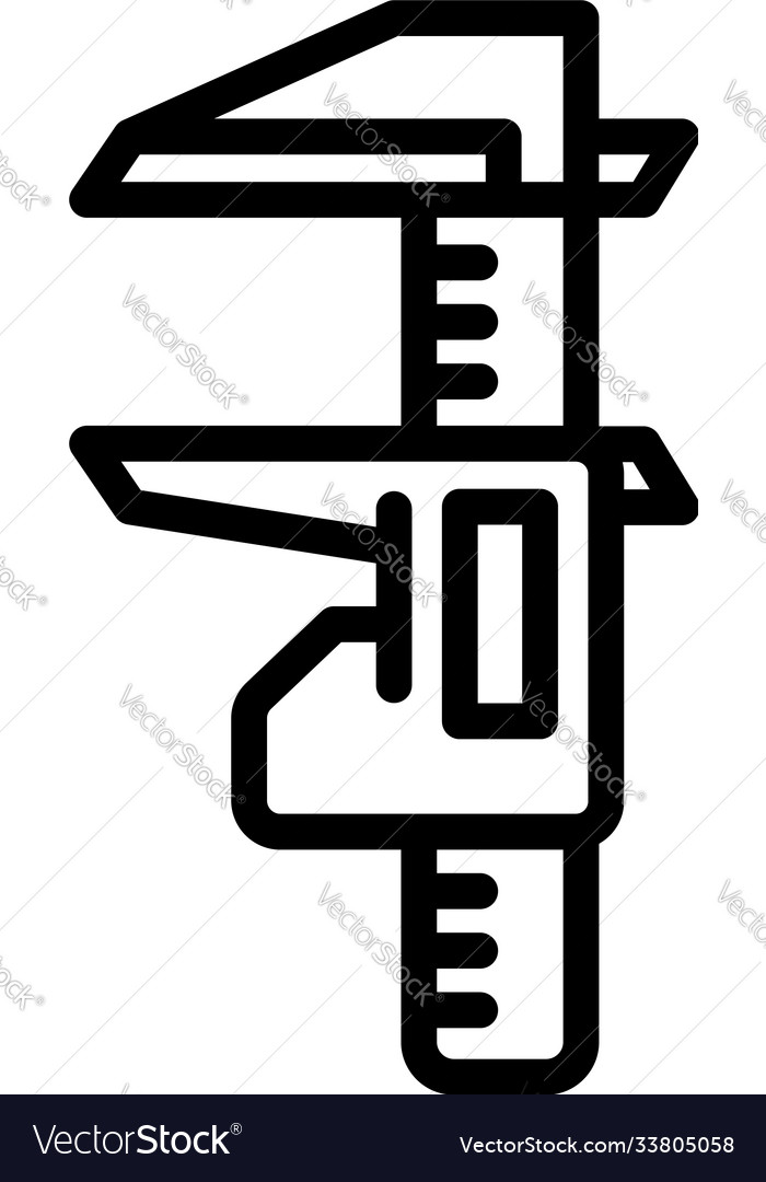 Closeup caliper icon outline style Royalty Free Vector Image