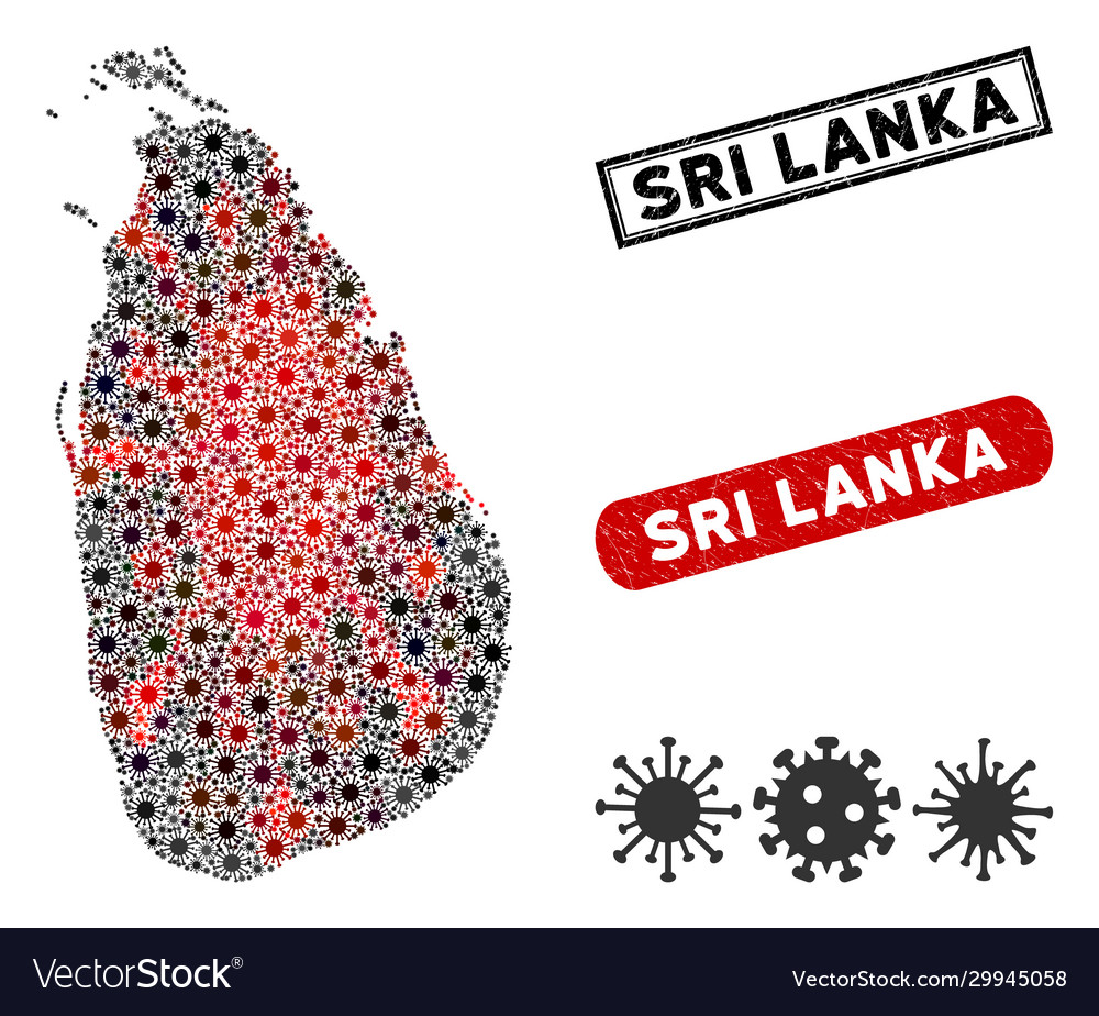 Coronavirus collage sri lanka island map