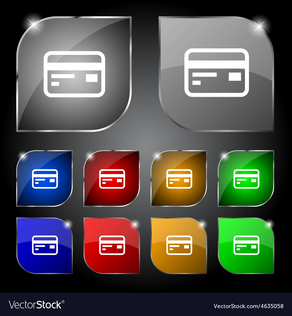 Credit debit card icon sign set of ten colorful Vector Image