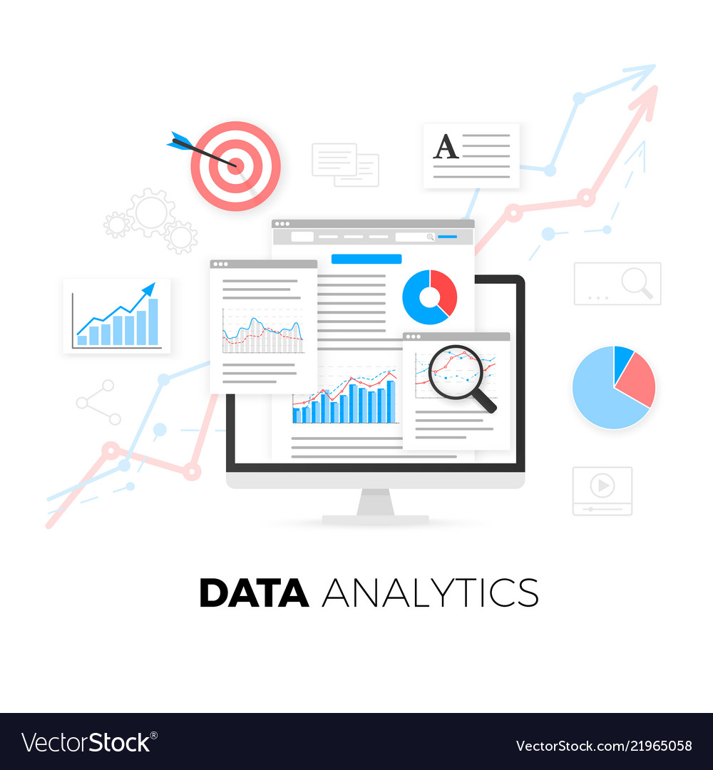 Data analytics information and web development Vector Image