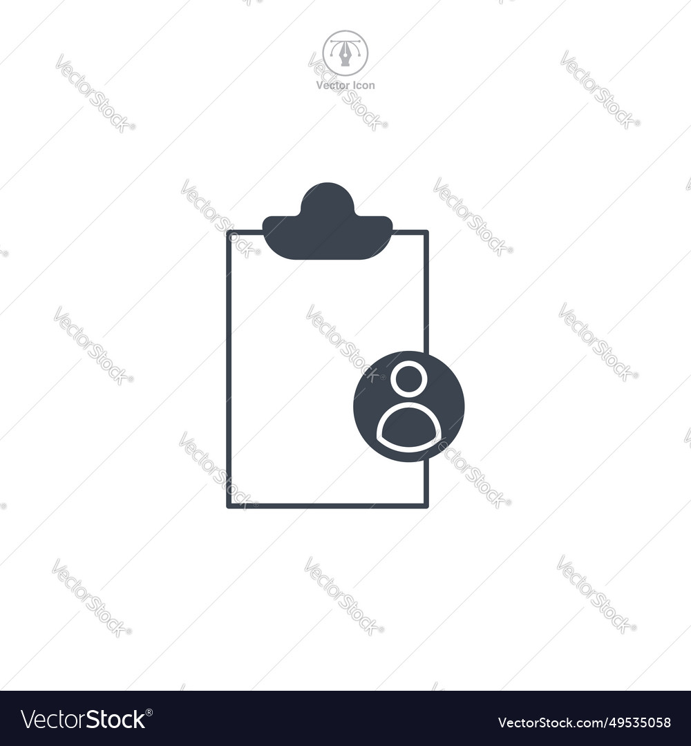 Document with a person icon symbol isolated vector image Document with a person icon symbol isolated