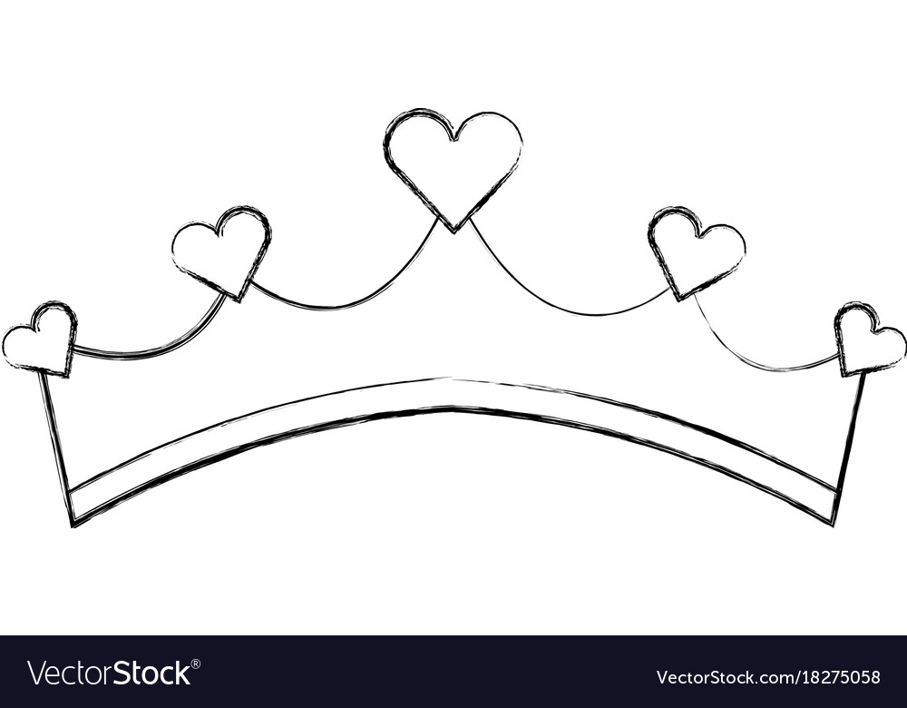 Girly princess royalty crown with heart jewels Vector Image