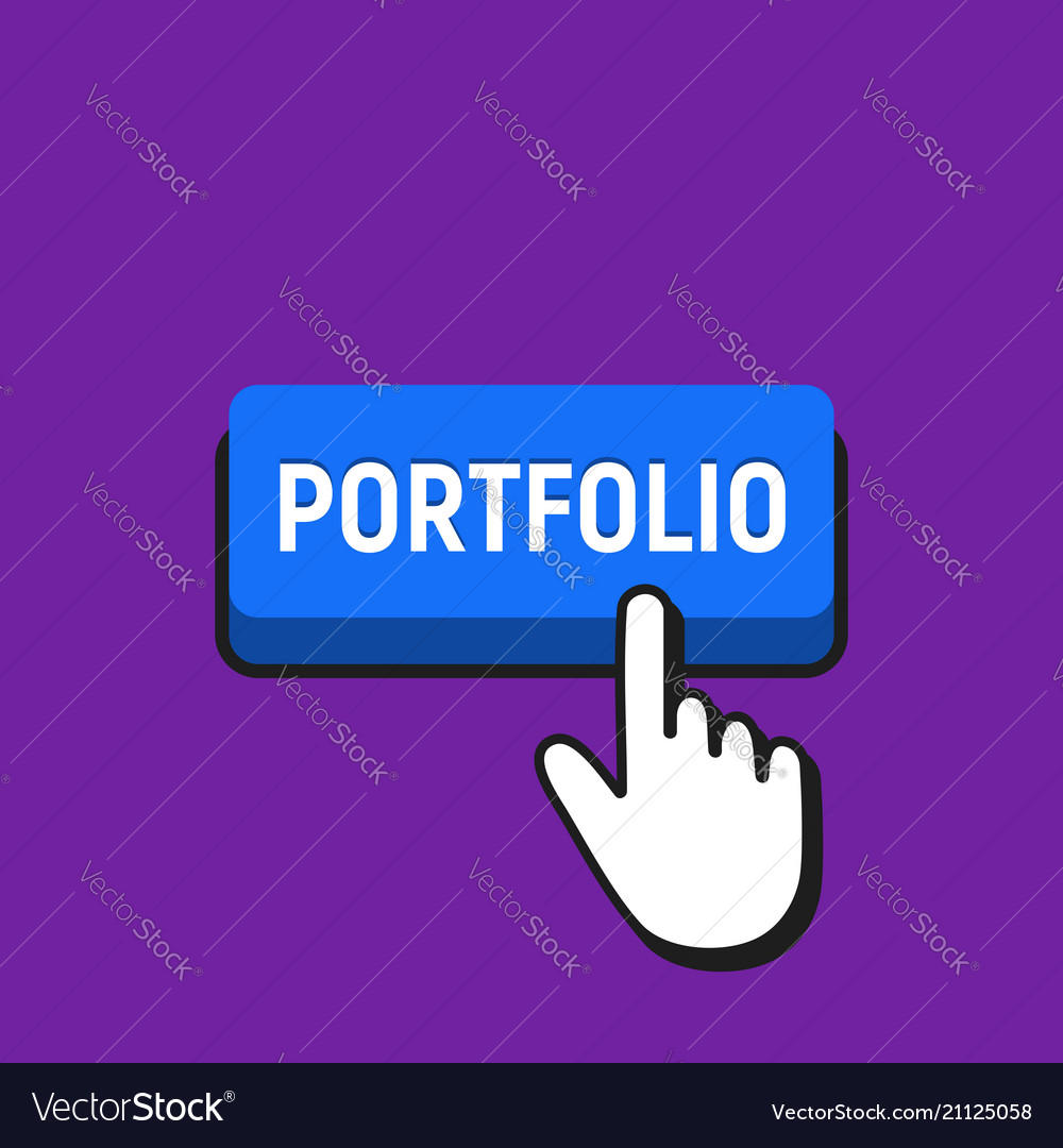 Hand mouse cursor clicks the portfolio button