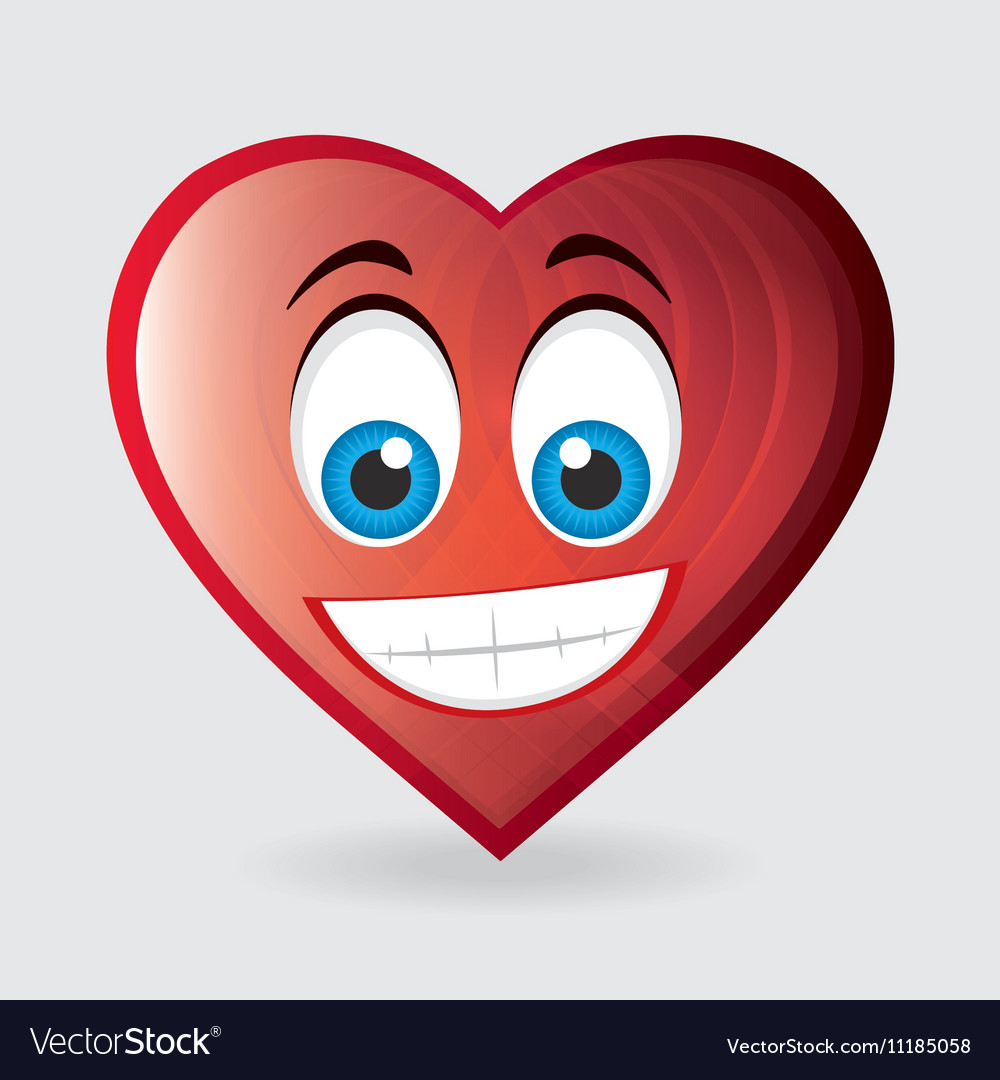 Heart character happy and blue eyes Royalty Free Vector