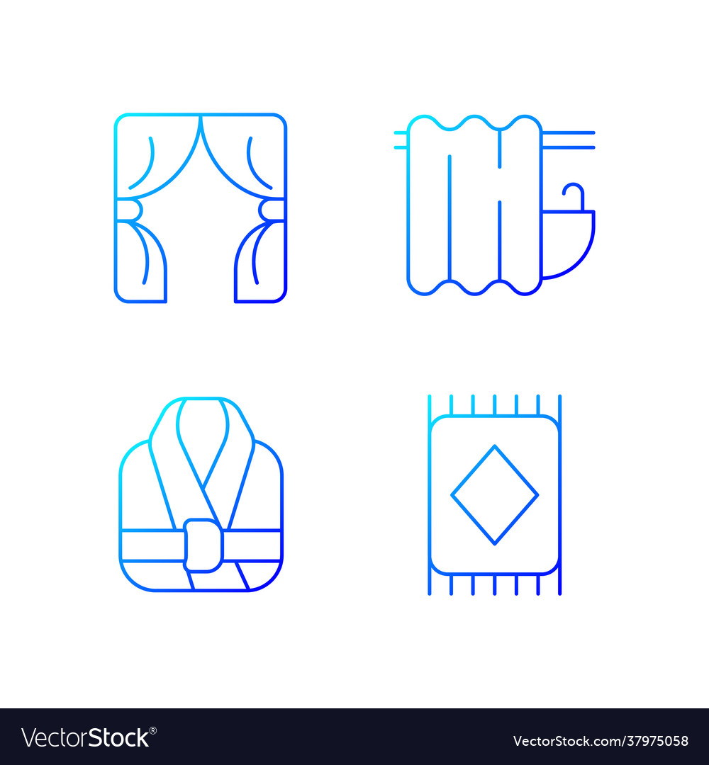 Home textile items gradient linear icons set vector image Home textile items gradient linear icons set