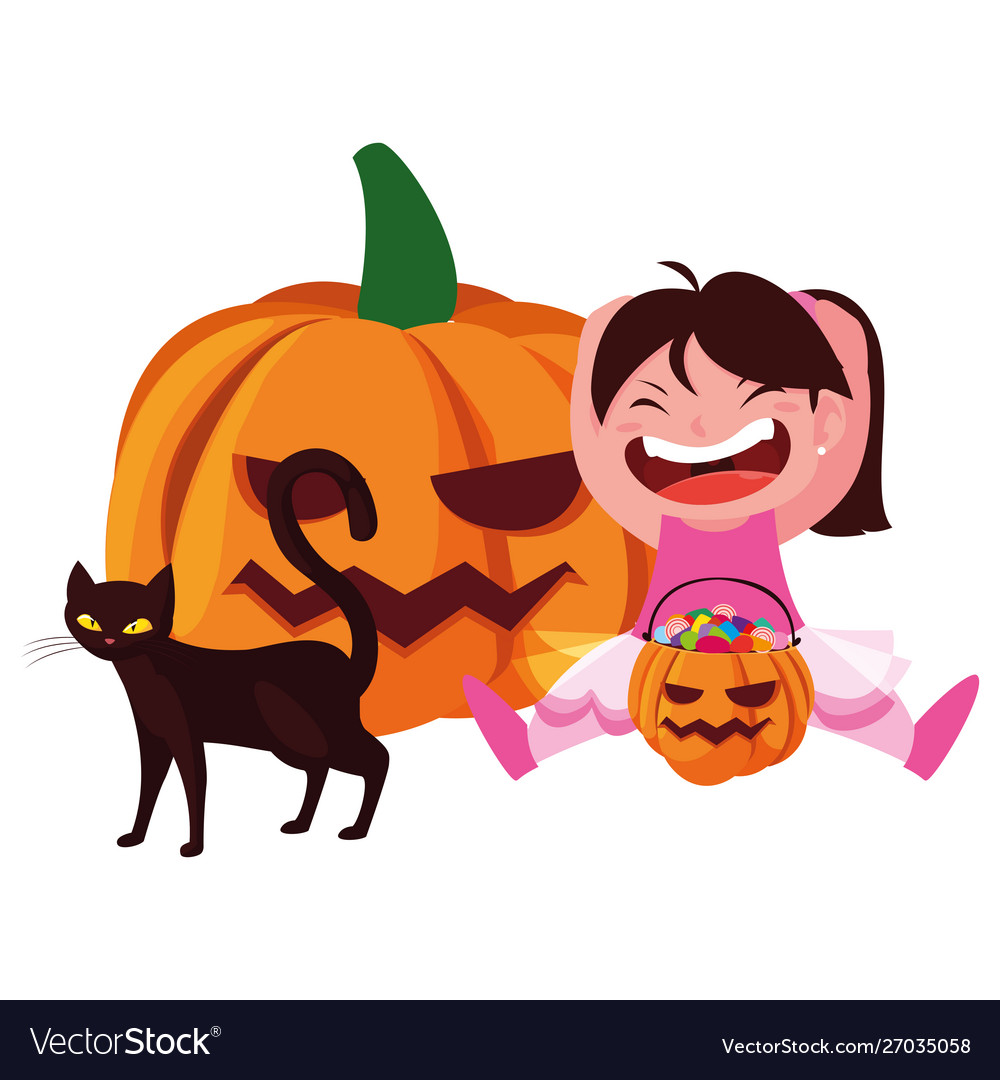 Kids in halloween costumes image Royalty Free Vector Image