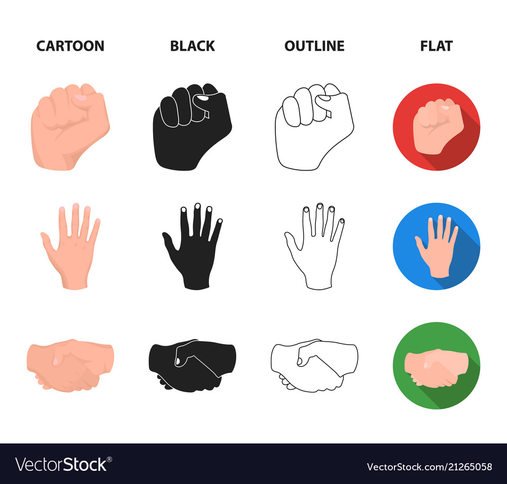 Open fist victory miser hand gesture set Vector Image