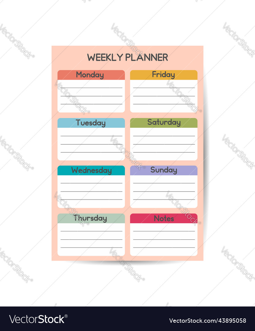 Pink today and weekly planner template clear Vector Image