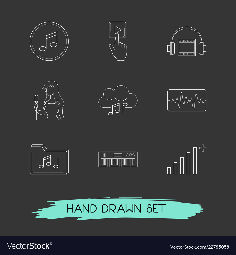 Set of music icons line style symbols with sound