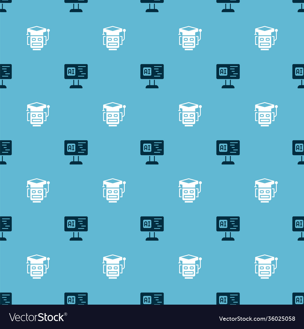 Set software and robot on seamless pattern vector image Set software and robot on seamless pattern