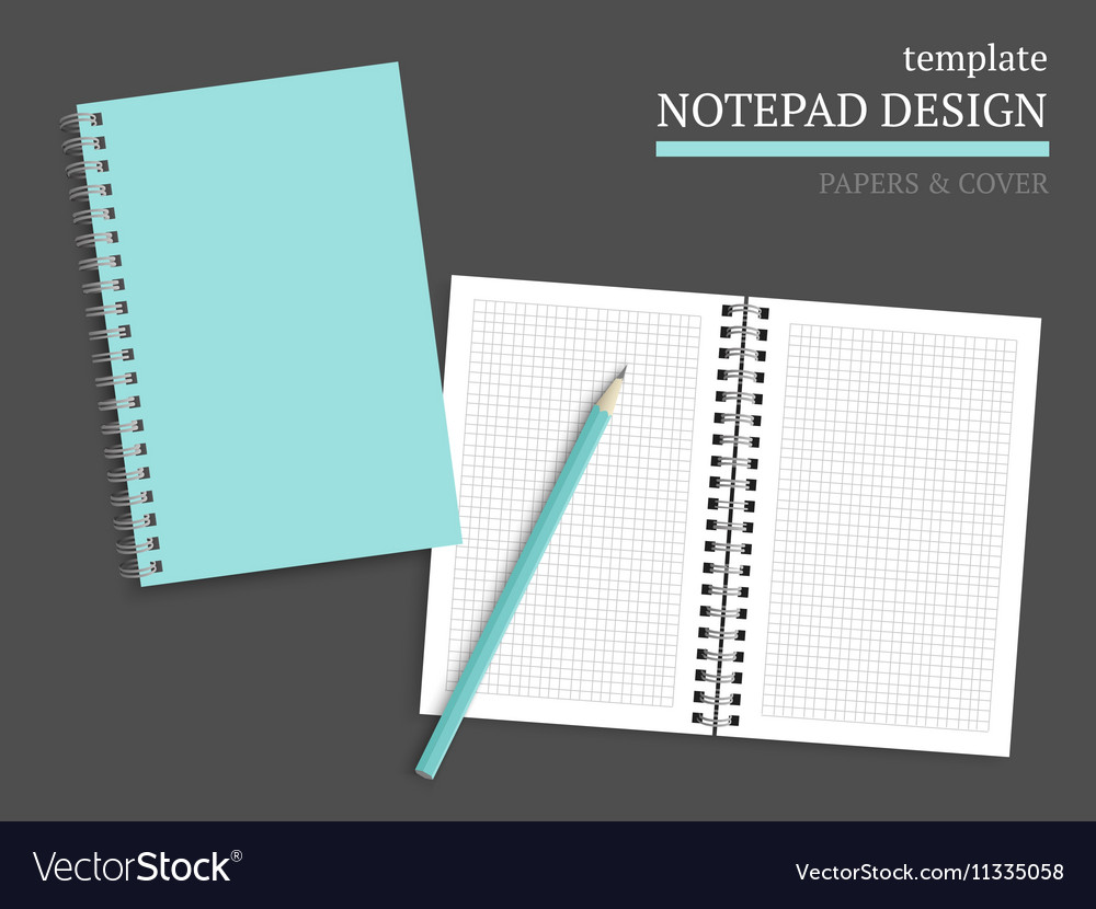 Template of notebook cover and papers