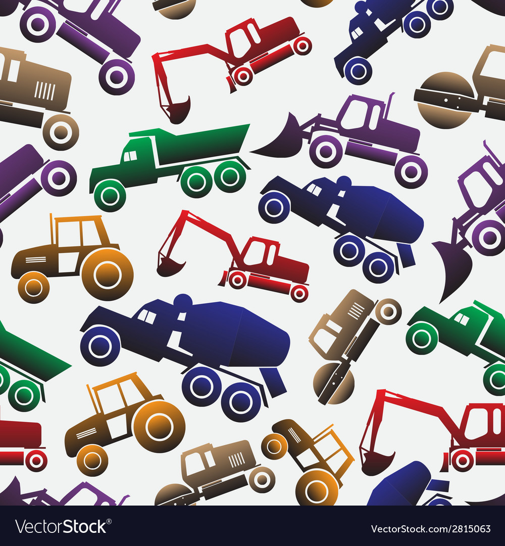 Color heavy machinery cars seamless pattern eps10