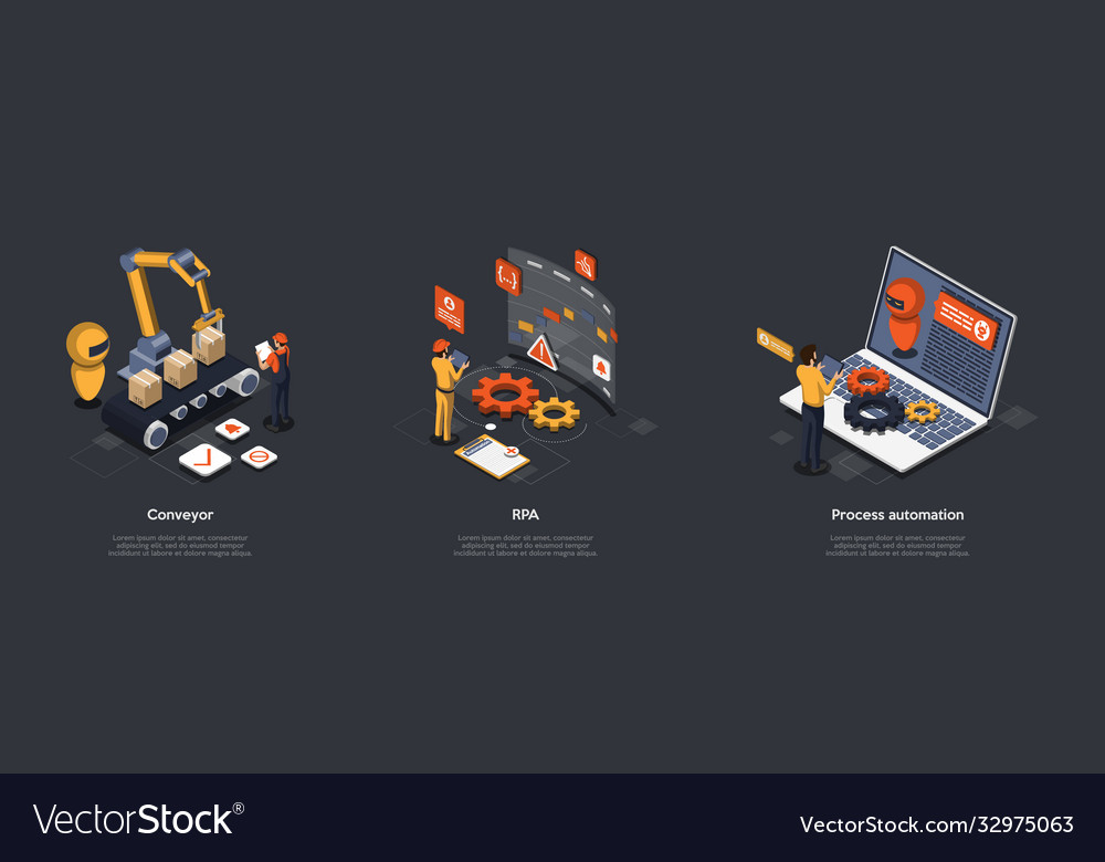 Concept of process automation with high technology vector image Concept of process automation with high technology