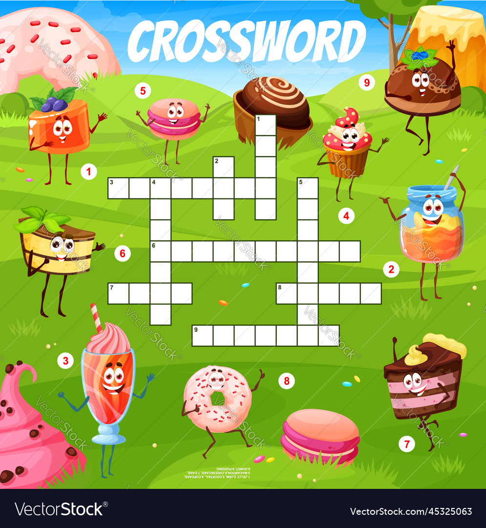 Crossword Quiz Game Grid Cartoon Sweets Desserts Vector Image Crossword Quiz Game Grid Cartoon Sweets Desserts Vector Image