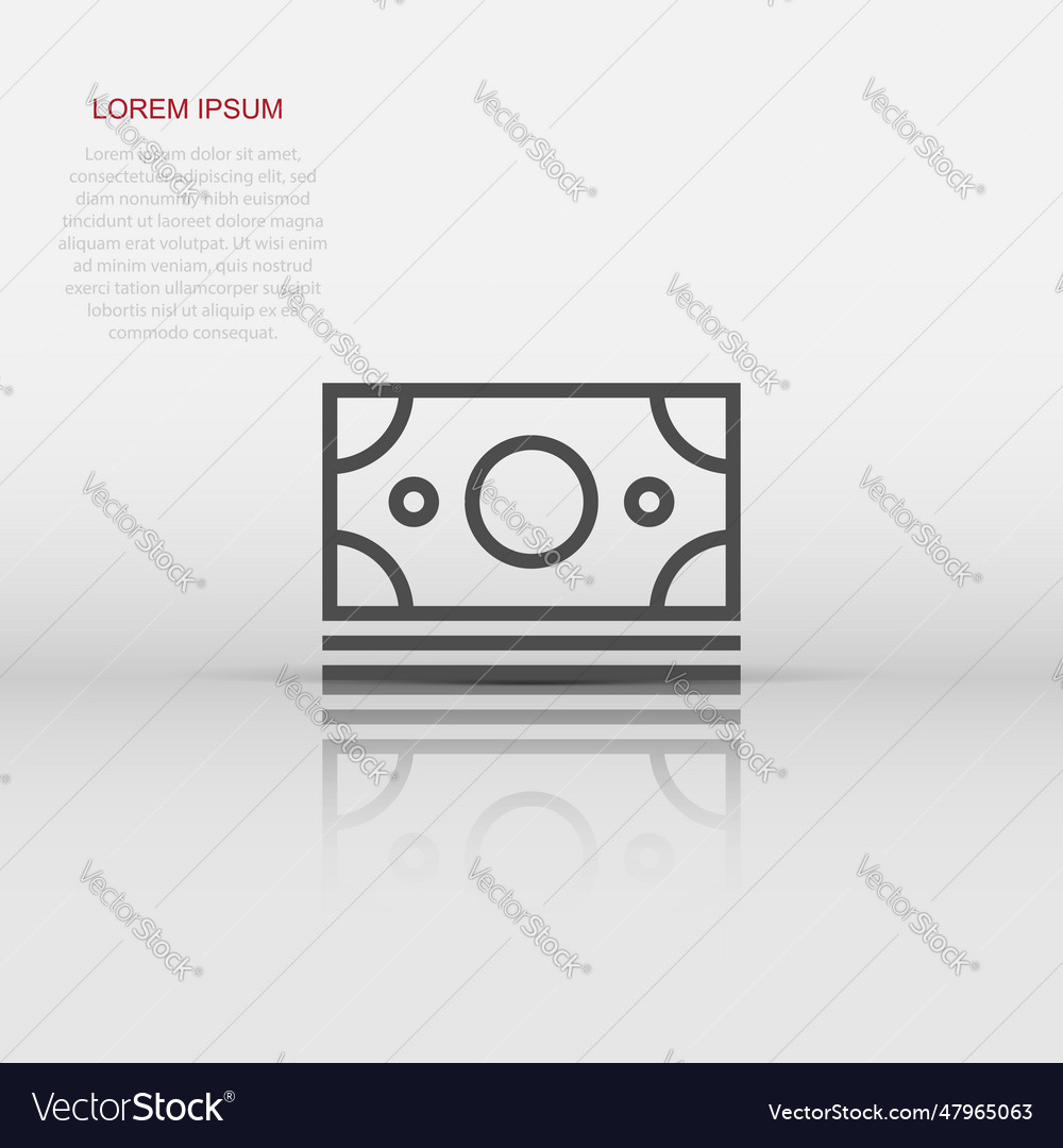 Dollar currency banknote icon in flat style