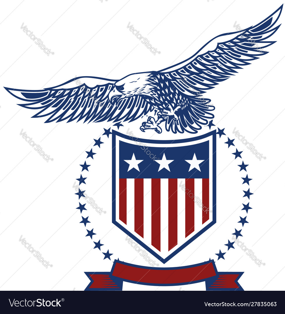 Emblems with eagles and usa flags design element Vector Image