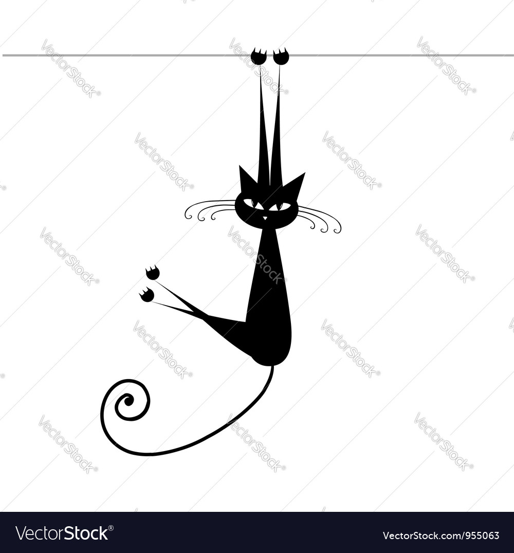 Funny cat silhouette black for your design Vector Image