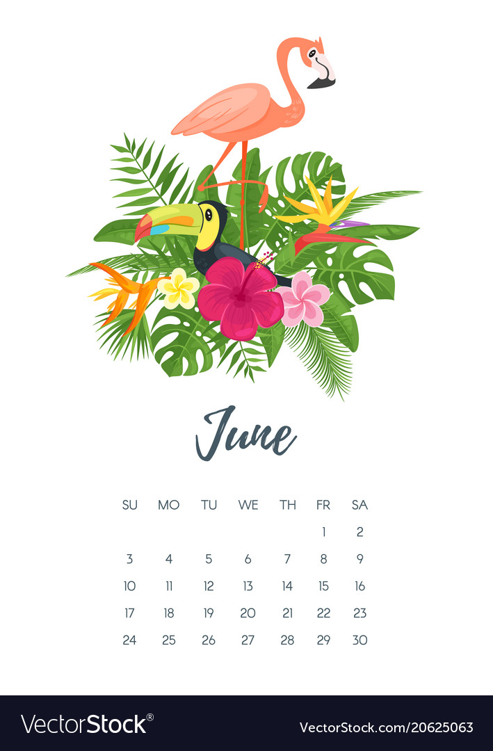 June 2018 year calendar page Royalty Free Vector Image