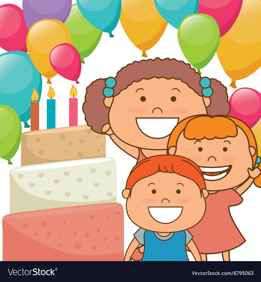 Kids birthday celebration cartoon Royalty Free Vector Image