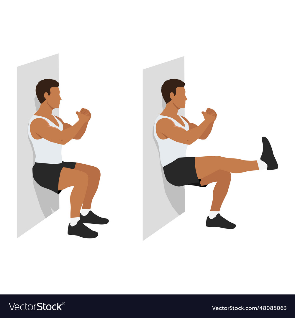 Man Doing Wall Sit Exercise Royalty Free Vector Image 6250