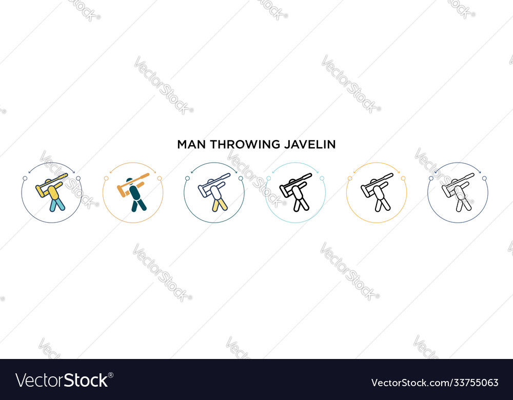Man throwing javelin icon in filled thin line