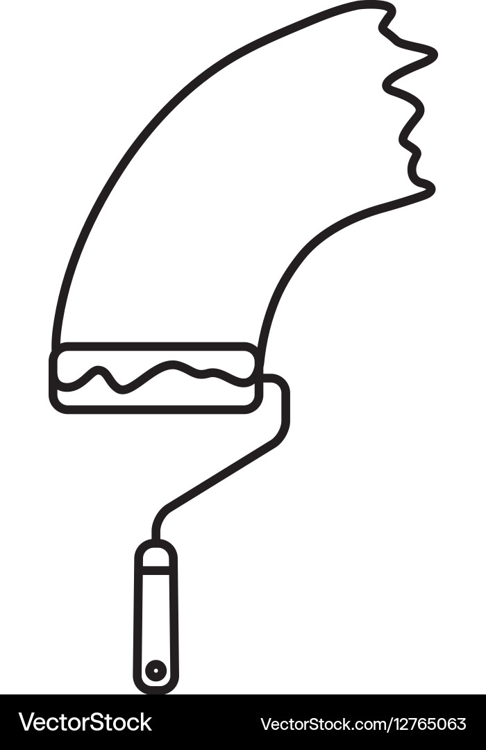 Paint roller with trace Royalty Free Vector Image