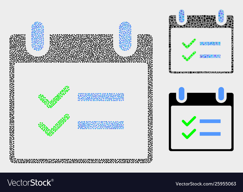 Pixelated calendar page tasks icons