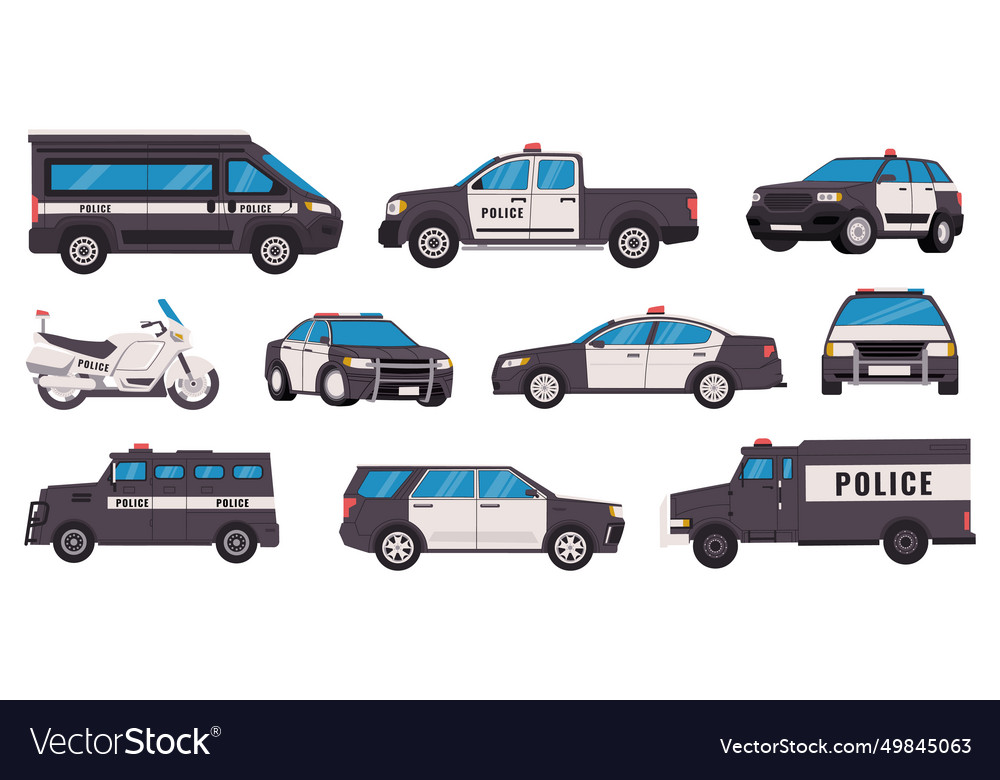 Police vehicles security car with siren policeman Vector Image