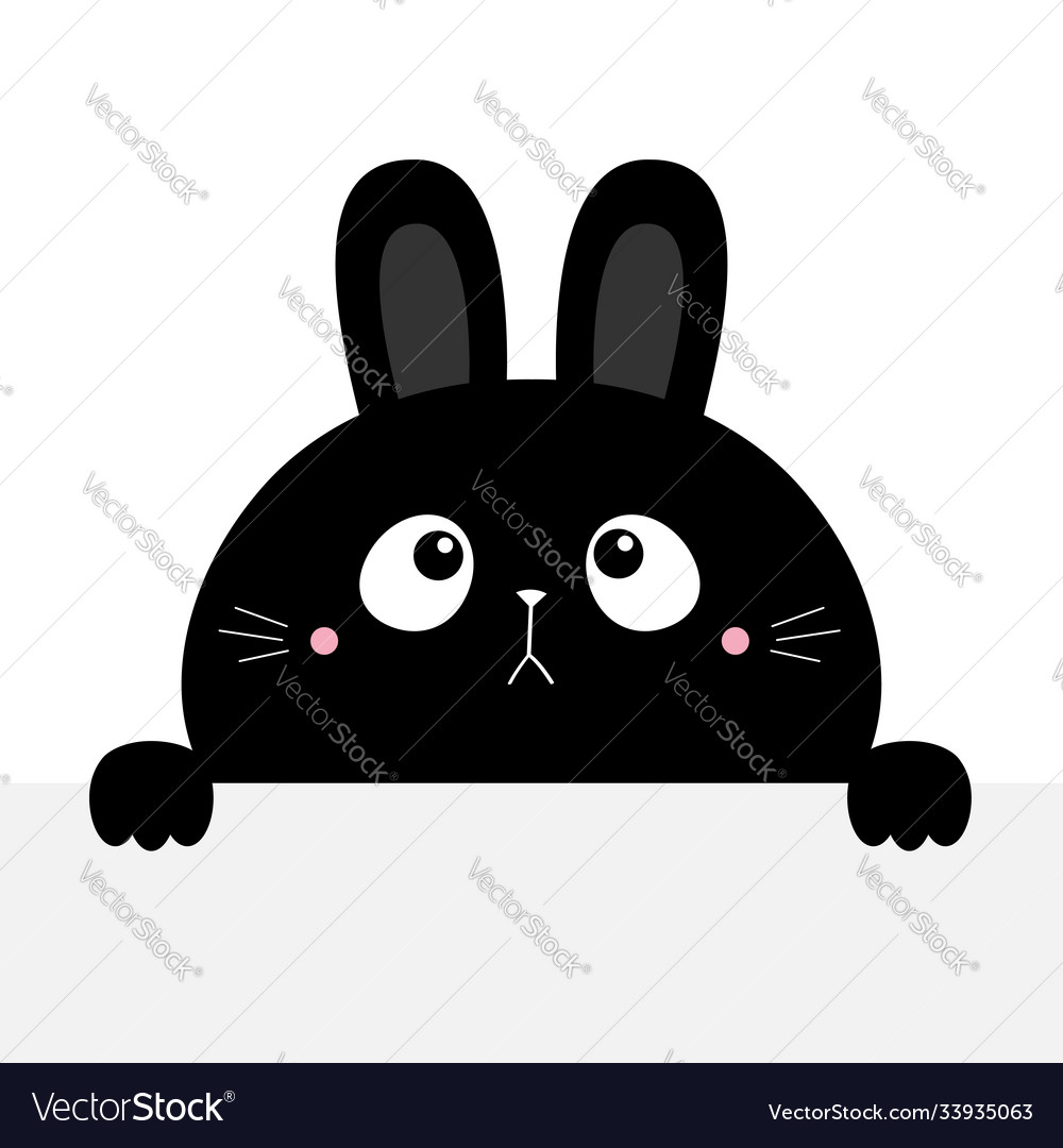 Rabbit bunny black silhouette holding empty paper Vector Image