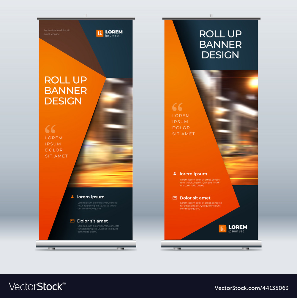 Roll up banner stand presentation concept Vector Image