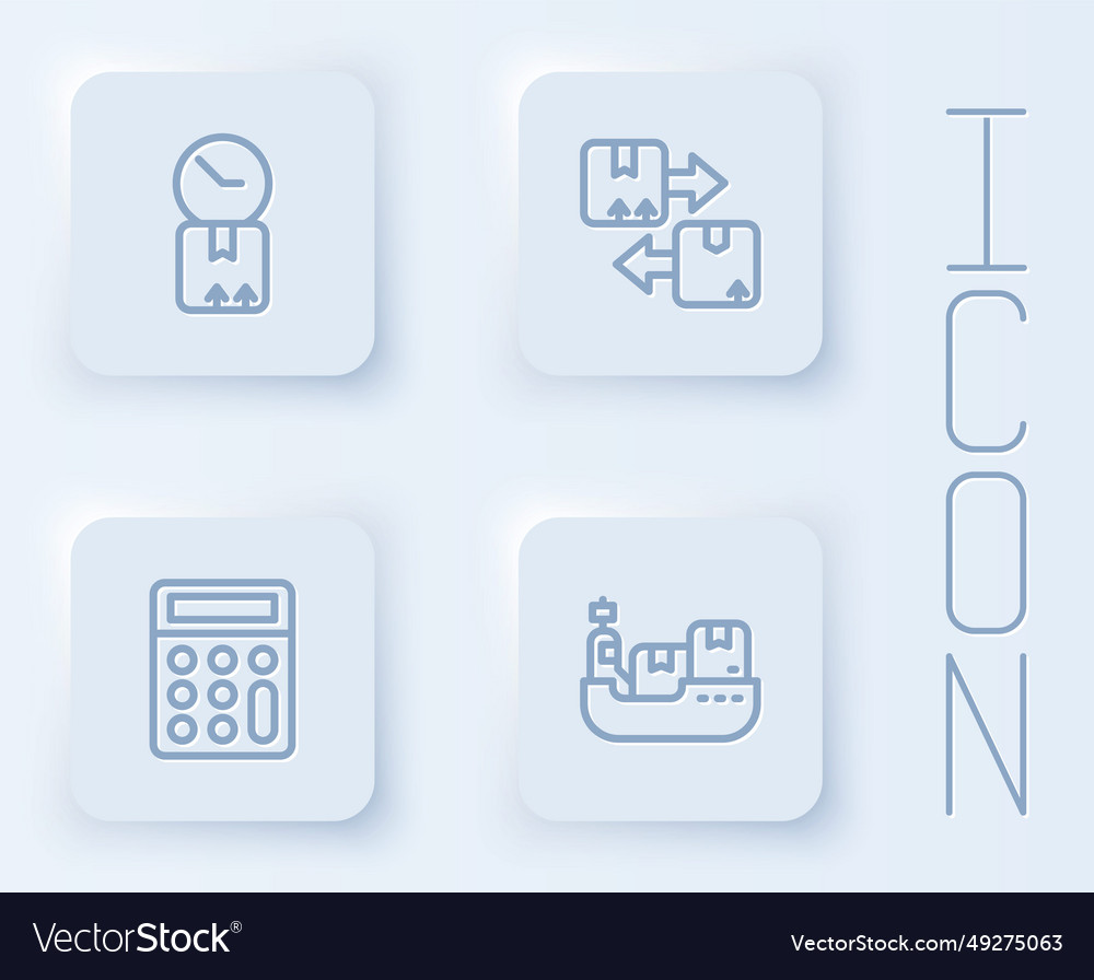 Set line cardboard box with clock traffic symbol vector image Set line cardboard box with clock traffic symbol