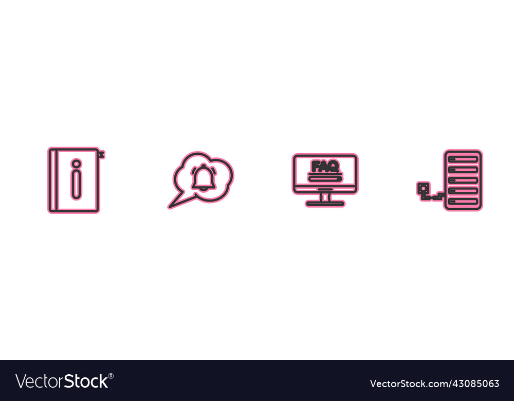 Set line user manual monitor with faq information vector image Set line user manual monitor with faq information