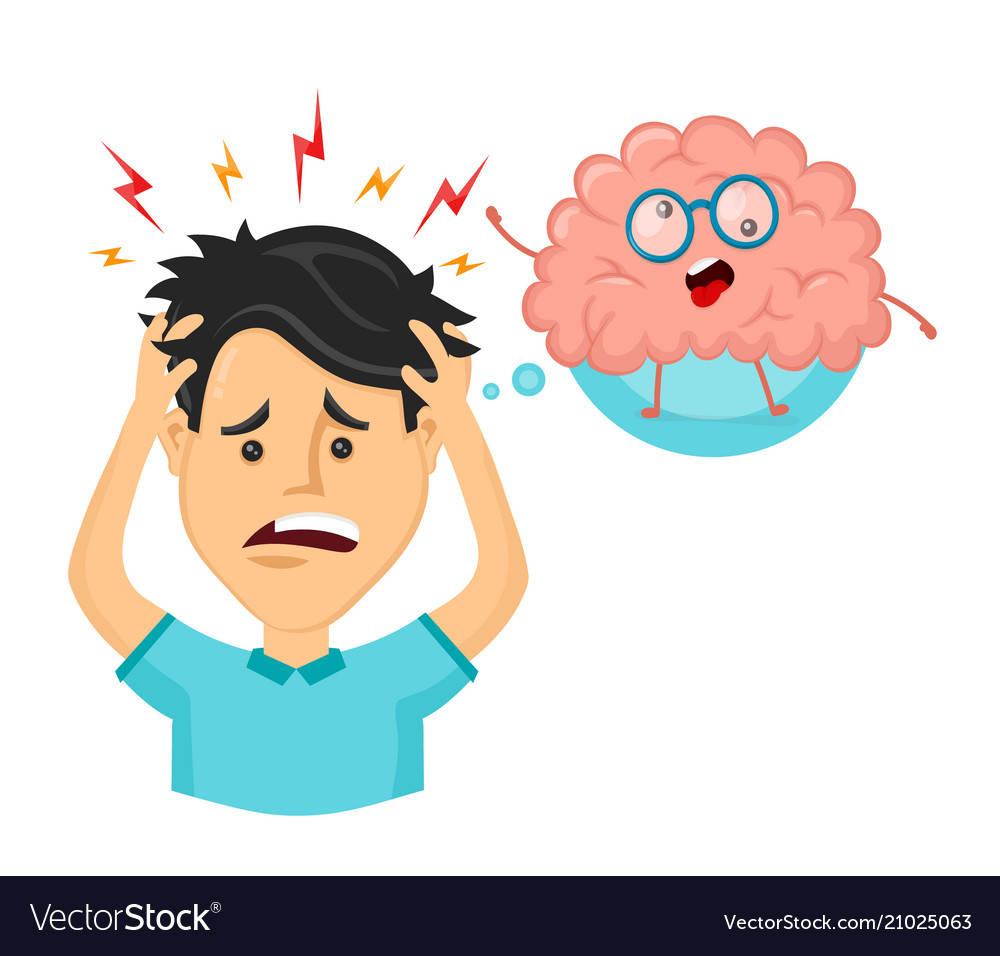 Young man with streesheadache Royalty Free Vector Image