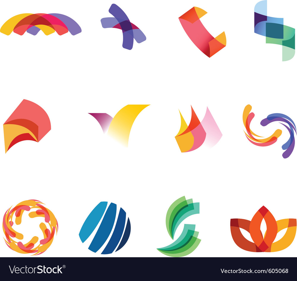 12 colorful symbols set 20 Royalty Free Vector Image