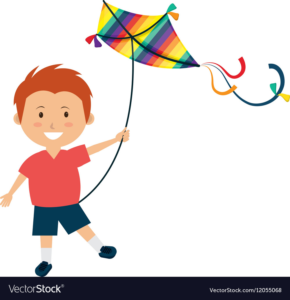 kite flying vector