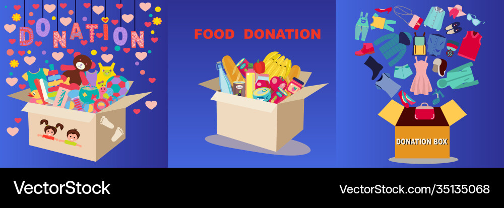 Donation Box Vector Donation Boxes Collection Royalty Free Vector Image