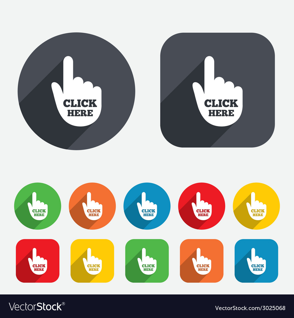 Hand Press Button Icon - Click Here