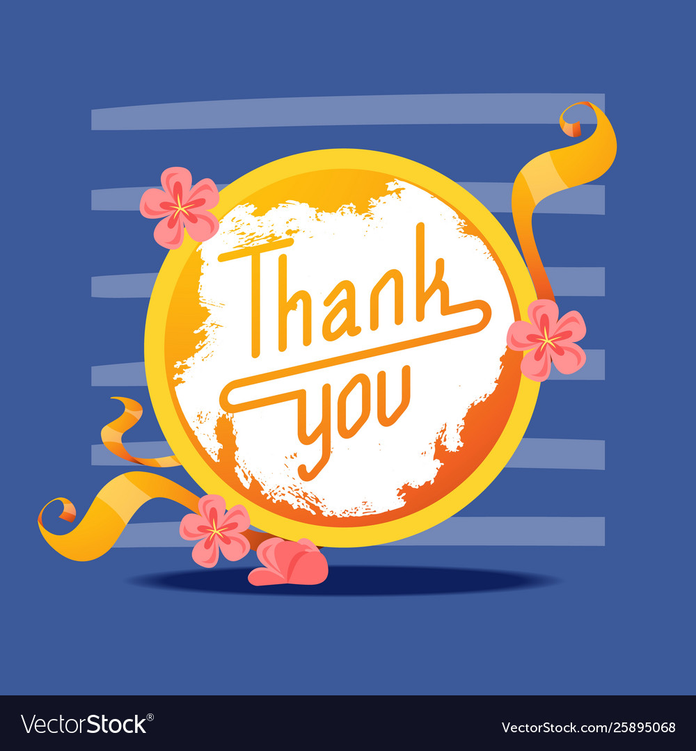 Lettering thank you in round frame banner