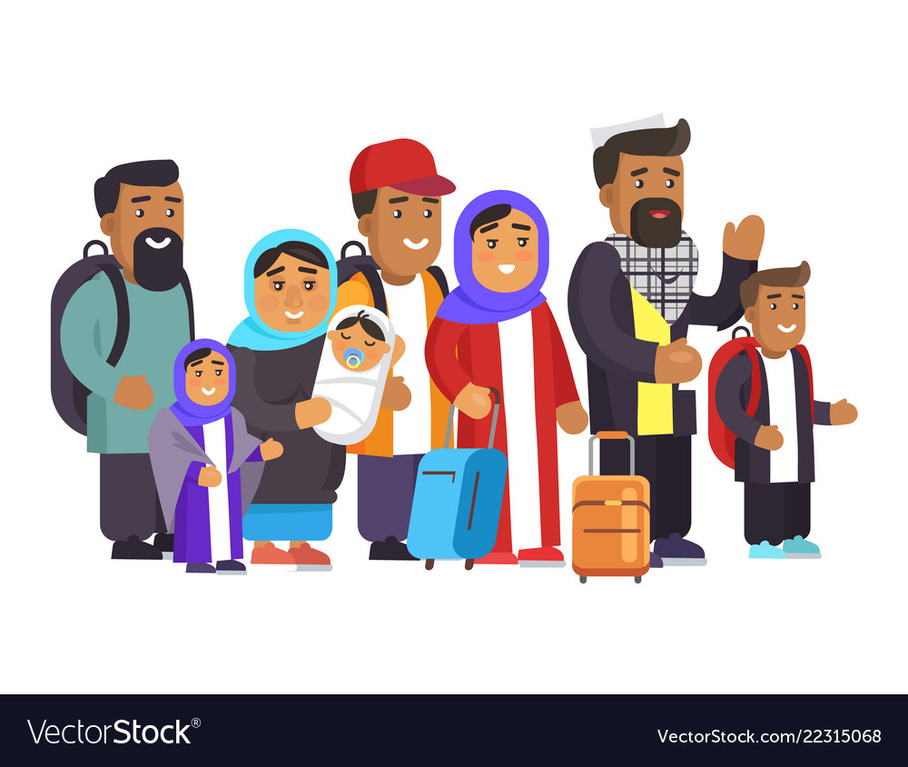 Muslim family traveling days Royalty Free Vector Image