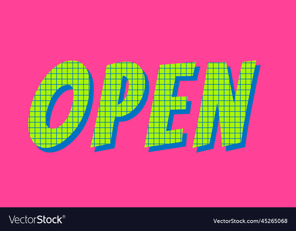 Open word colorful typography Royalty Free Vector Image