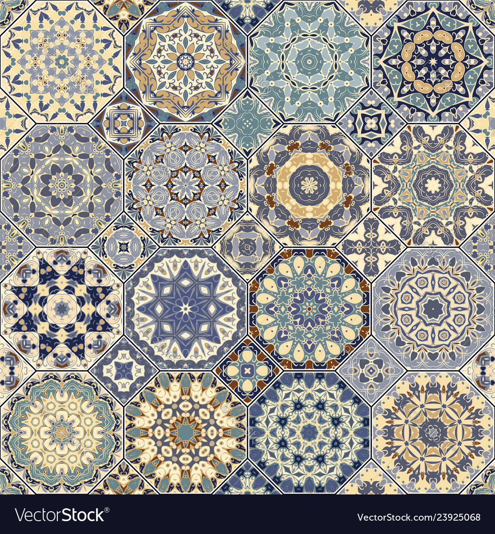 Set of octagonal and square patterns vector image Set of octagonal and square patterns