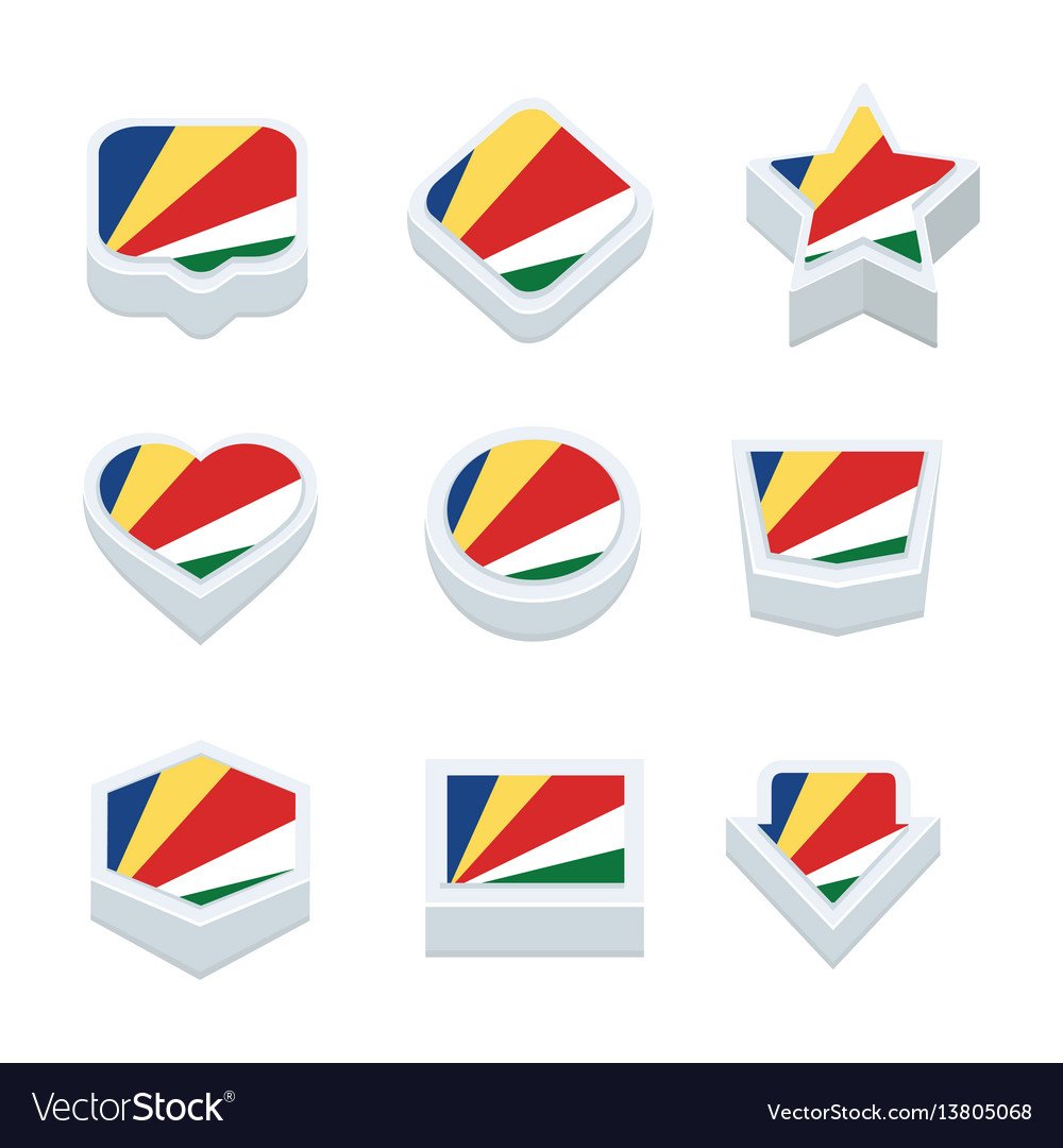 Seychelles flags icons and button set nine styles