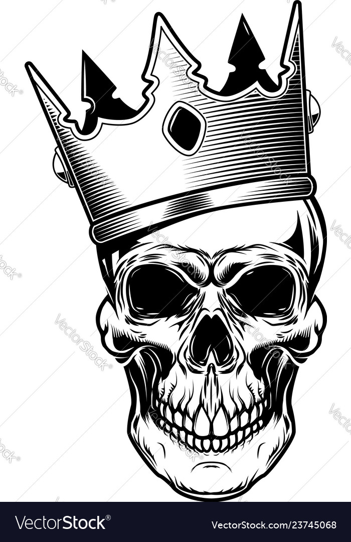 Skull in king crown design elements for logo Vector Image