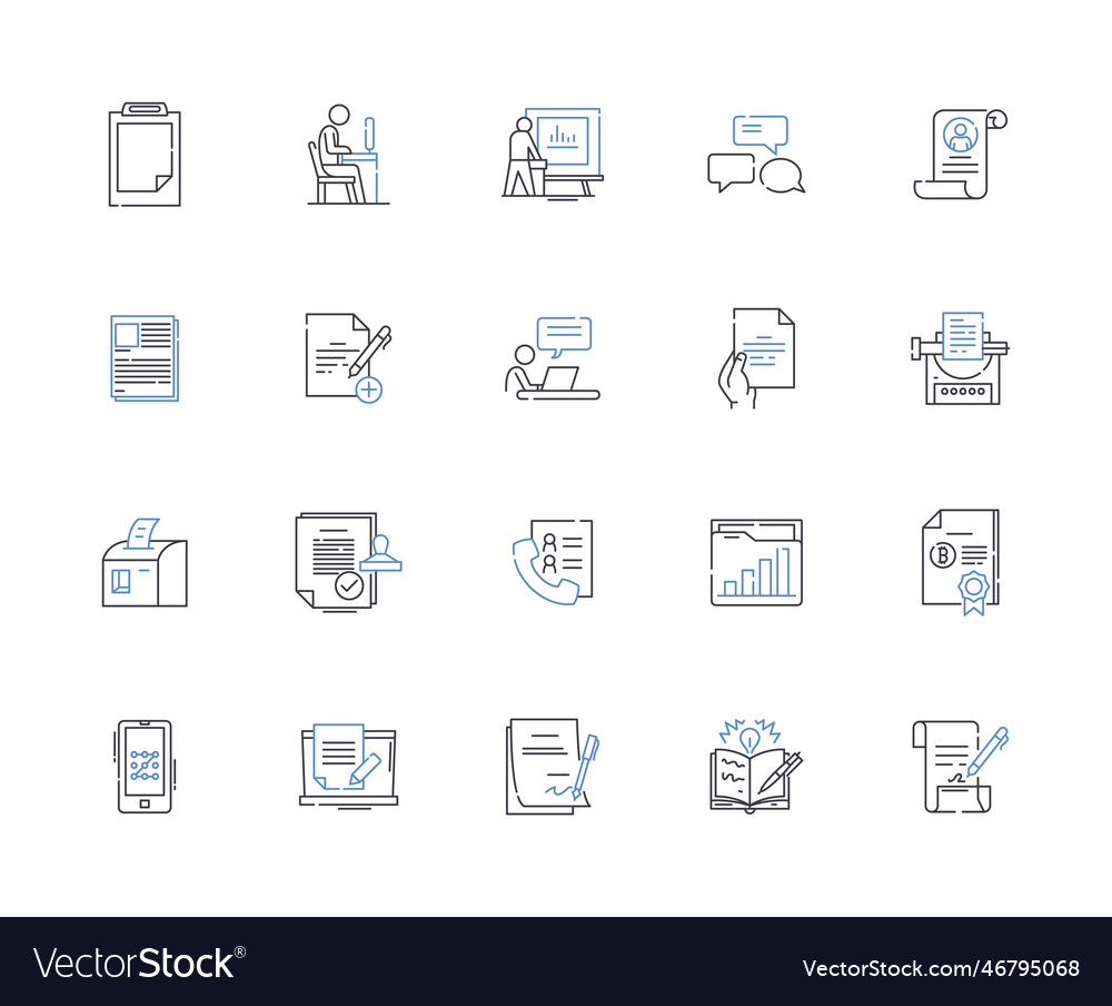 Typography line icons collection typeface serif vector image Typography line icons collection typeface serif