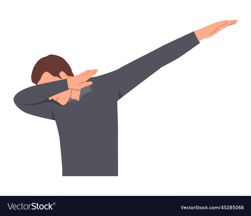 Young man dabbing flat vector image Young man dabbing flat